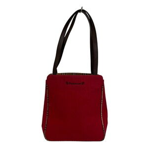 Burberry Check Tote Bag Shoulder Red